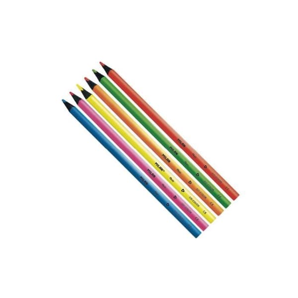 Färgade kritor - Fluo - Triangulära - Lindträ - 6 stycken - Stift 2.9 mm Ø