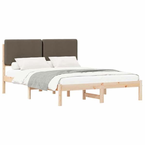 vidaXL Sängram med stoppad sänggavel Taupe 140 x 200 cm, Sovrum, Rektangulär 877907