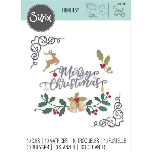 SIZZIX Kit med Thinlits-dies Festive Elements - 10 delar för scrapbooking och korttillverkning