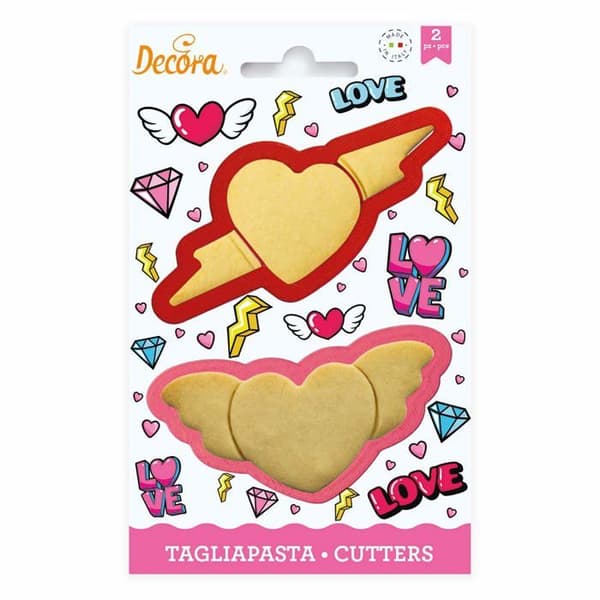 Decora kakutskärare - 0255063 - SET 2 KÄRLEK KAKSSTÄLLARE i PLAST