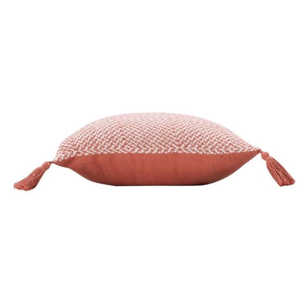 Coussin Vävda Pompomer "Louisette" 40x40cm Terrakotta