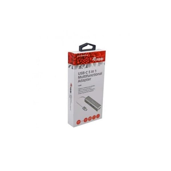 USB-hubb - Utrustning - 133480 - Grå Silver - Ultra HD 4K - Aluminium - Plug and Play