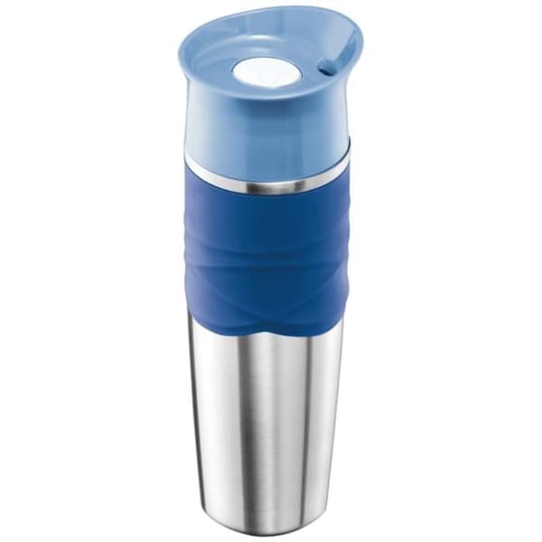 Vattentät isolerad mugg - Kaffe-temugg i rostfritt stål - Easy Grip silikonfodral - 320mL - Blå-Grå - Maped - Picnik