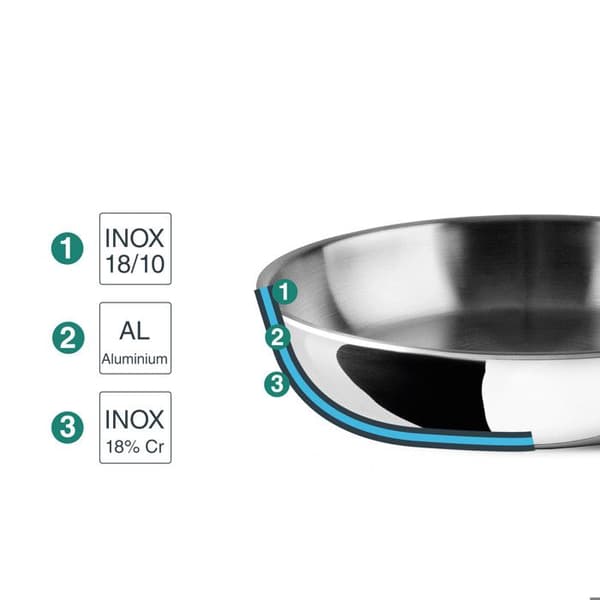 Lacor Trichef stekpanna - silverfärgad - 28 cm
