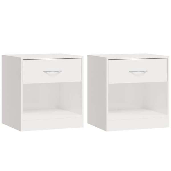 342585 vidaXL Sängbord 2 st med Låda Blank Vit