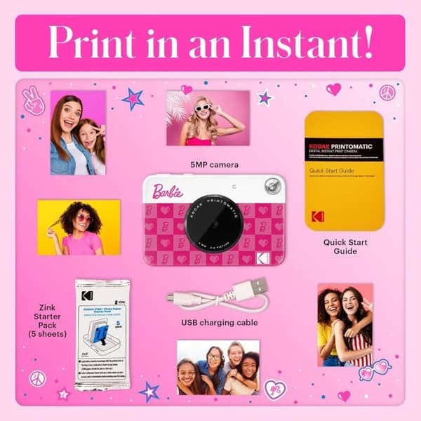 Digitalkamera - Barbie - Kodak Printomatic - 5MP - Rosa - ZINK Zero-Ink