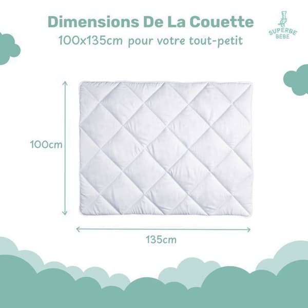 Couette - SUPERB BARN - 100 x 135 cm - Vit - Maskintvättbar