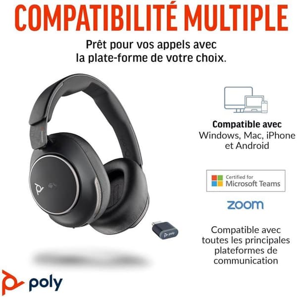 Micro-headset Poly Voyager Surround 80 UC Bluetooth - Bullerdämpande, Optimal Komfort