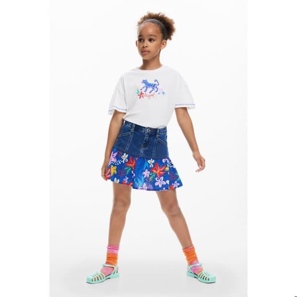 Desigual Mini-kjol May flicka blå – trendig kort elastisk kjol