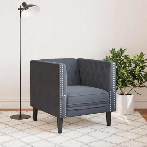Mörkgrå Chesterfield-fåtölj 71 x 74.5 x 70.5 cm Sammet