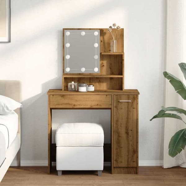 Coiffeuse med LED ek-konstruktion 86,5x35x136 cm