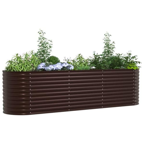 Höjdträdgårdsbädd brun 320x80x81 cm i galvaniserat stål