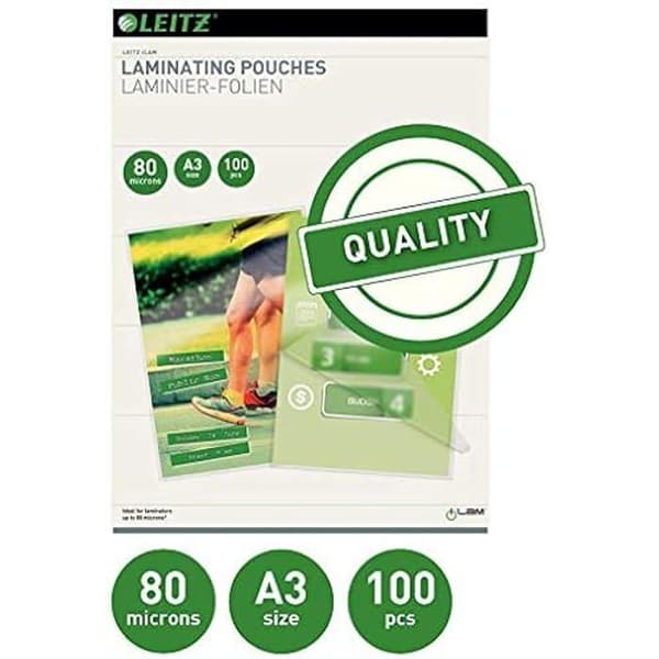 Plastfickor - LEITZ - A3 - Pack om 100 - 80µ - Vattentåliga och slitstarka