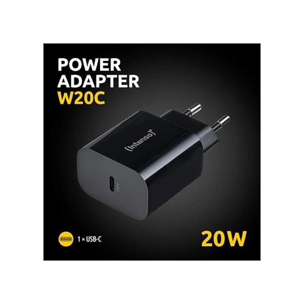 Nätadapter - Intenso - W20C - 20W USB-C - Snabbladdning - Svart