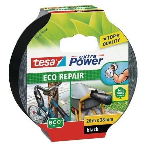 Tygband - TESA - Svart - 20x38 mm - Extra stark - Rivsäker