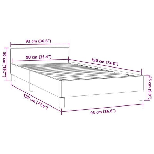 vidaXL Sängram utan madrass ljusgrå 90x190 cm tyg 347375
