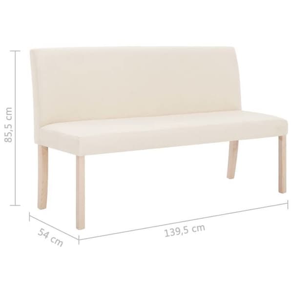 vidaXL Bänk 139,5 cm Crème Polyester 281337