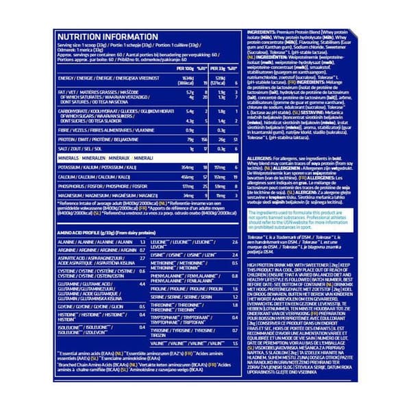 USN Blue Lab Whey Vanilla USNBLW13 - Blå & Vit - 2 kg