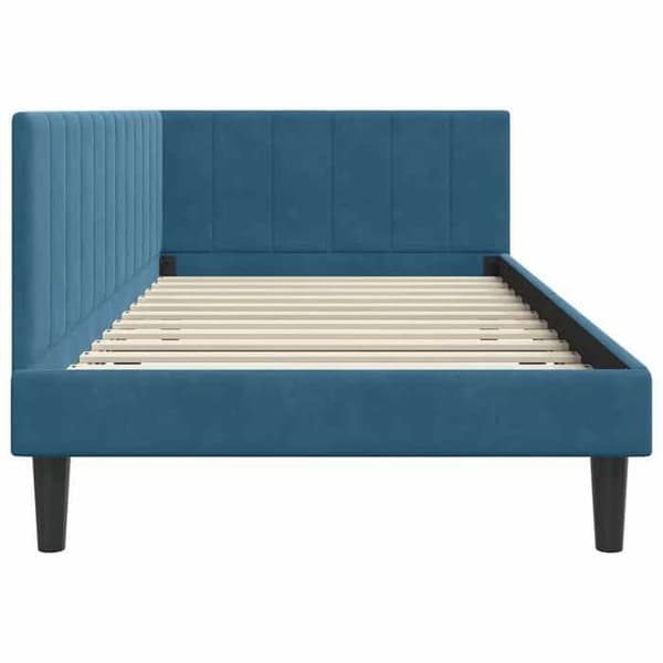 vidaXL Hörnsängram Blå 100 cm x 200 cm Sammet 42016357