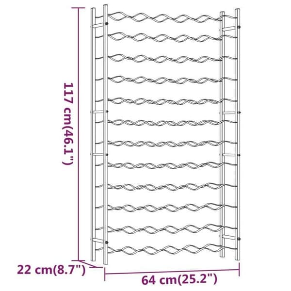 vidaXL Flaskställ för 72 flaskor Vitmetall 340912