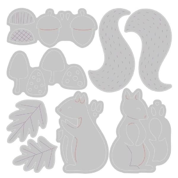 SIZZIX Kit med Thinlits-dies Harvest Squirrels - 8 delar för scrapbooking och korttillverkning