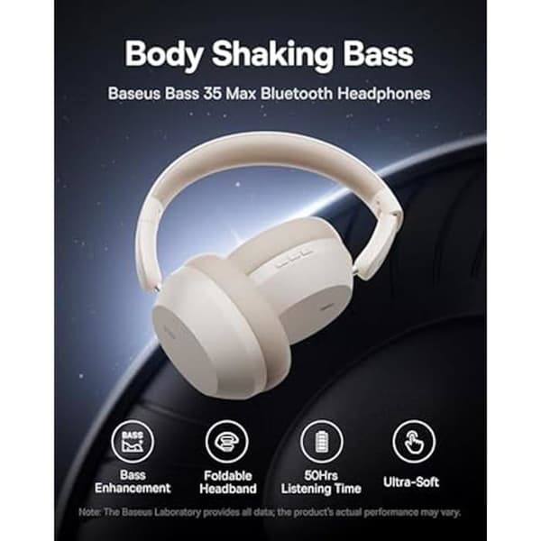 Bluetooth-hörlurar - BASEUS - Bass 35 Max - 50h batteritid - Kraftfull bas - Ljudisolering