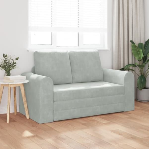 Sängsoffa på golvet 2 i 1 Ljusgrå 148x71x83 cm Sammet