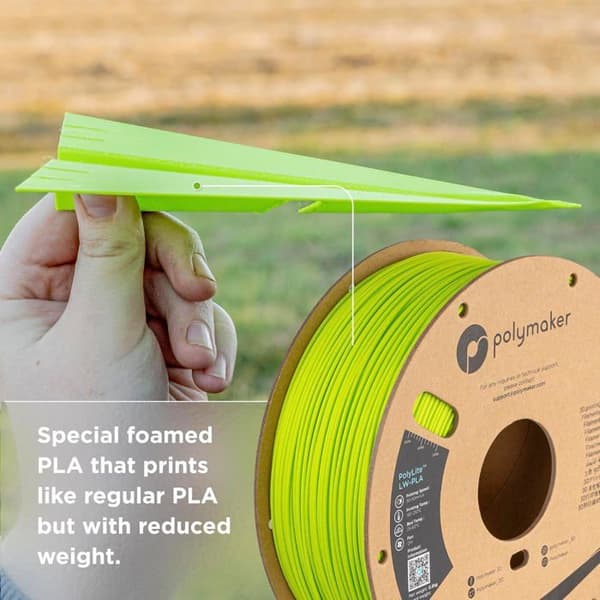 Filament 3D - POLYMAKER - PolyLite LW-PLA - 1,75 mm - 800 g - Ljus grön