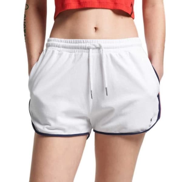 Vintage randiga Superdry shorts, Vit, 44 Dam