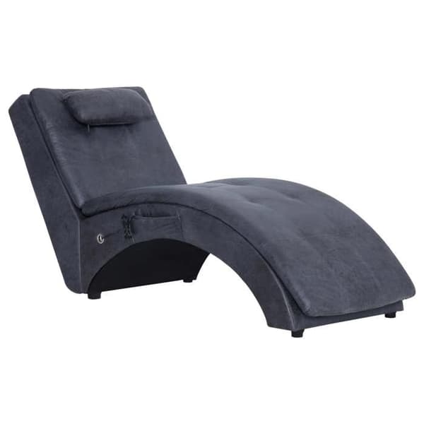 vidaXL massagestol med kudde Grå konstlädermocka