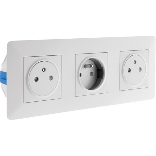 Triple pris affleurande Artezo 2P+T + låda - vit - Zenitech