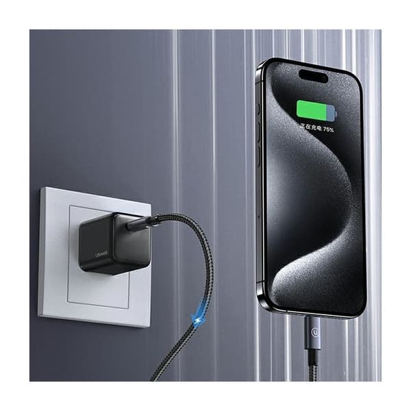 USB-C till USB-C-kabel USAMS 1,2 m, snabbladdning, stål