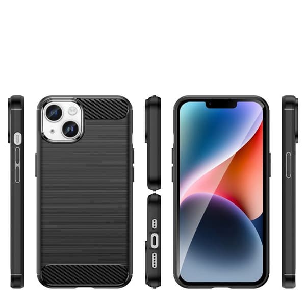 Mjuk gelbaksida för iPhone 14 Plus Carbon Case - svart