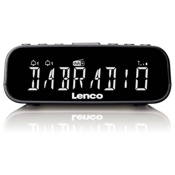 Lenco väckarklocka DAB, FM, DAB+ Bluetooth, AUX, DAB, DAB+, FM väckarfunktion svart