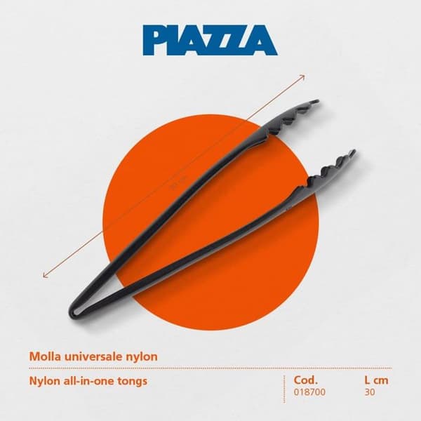 Piazza serveringstång - 018700 - 12-tums svart nylontång, 12-pack