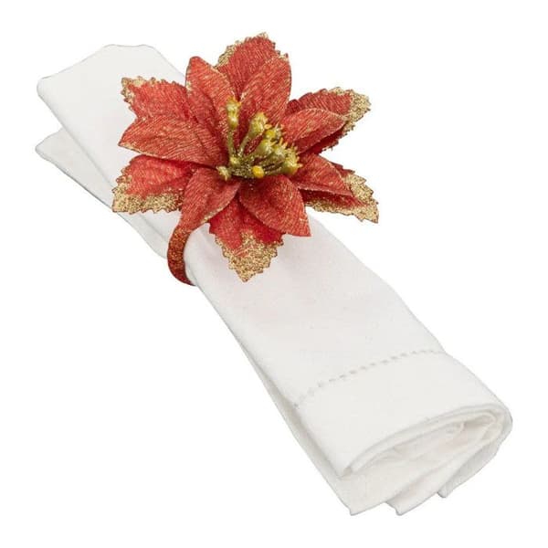 Set med 2 Servettringar "Poinsettia" 9cm Röd