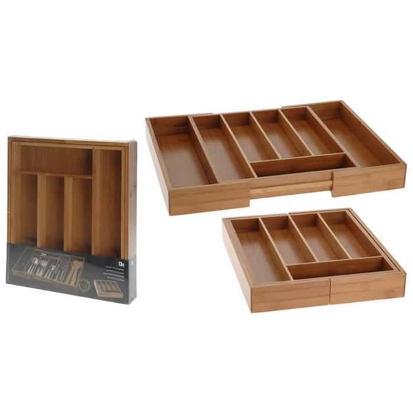 Bestickbricka - Utmärkt husgeråd - Expanderbar - Bambu - Brun - 28 till 45 cm
