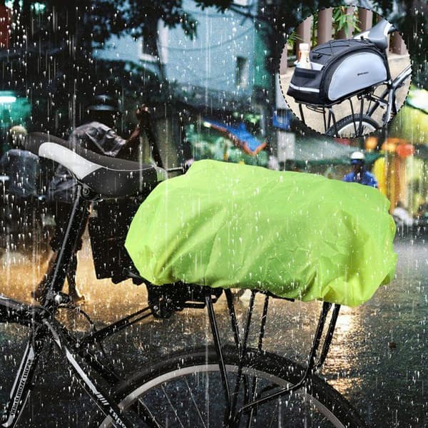 Universell regnöverdrag med elastik för cykelryggsäck, grön