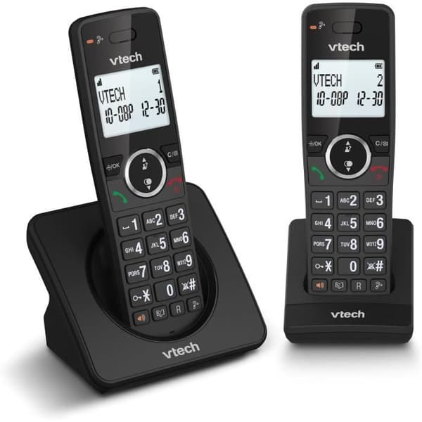 VTech ES2001 Duo - Trådlös DECT-telefon 2 handsets, samtalsblockerare, 18 h batteritid