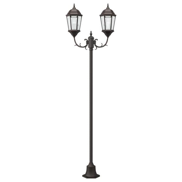 Trädgårdslampa på stolpe - 2 lampor E27 - Brons - Aluminium - 220 cm
