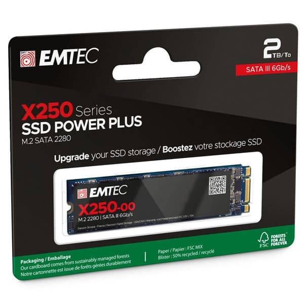 Intern SSD - EMTEC - X250 Power Plus - 2To - Ultrarapid - 3D NAND