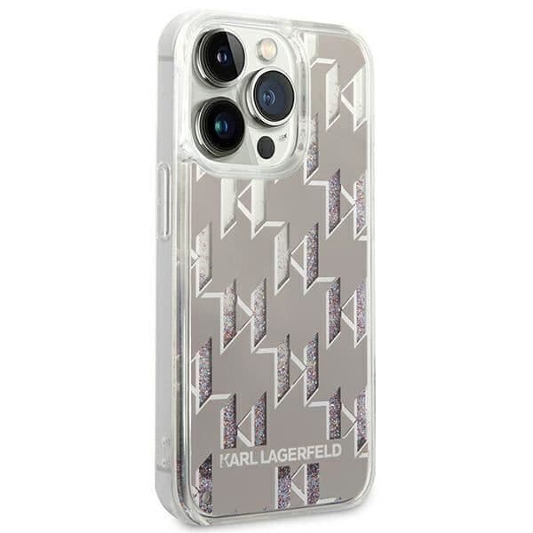 Karl Lagerfeld Monogram Flytande Glitter Skal TPU iPhone 14 Pro Max - Silver
