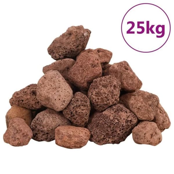 vidaXL Vulkaniska stenar 25 kg röd 3-5 cm 155314