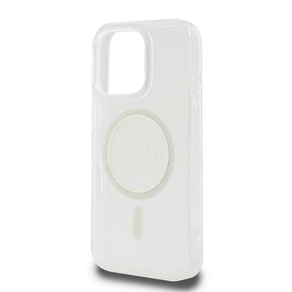 Coque för iPhone 16 Pro Max MagSafe med Glittrande Cirkel Guess Transparent