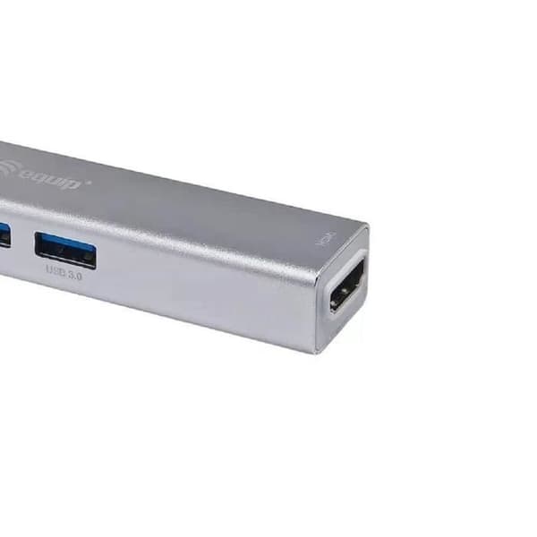 USB-hubb - Utrustning - 133480 - Grå Silver - Ultra HD 4K - Aluminium - Plug and Play