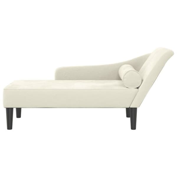Sängsoffa med kuddar i crème sammet