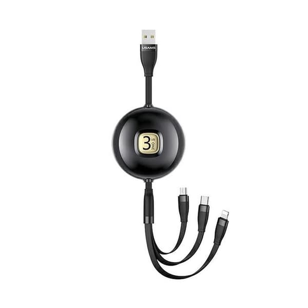 USAMS U69 3 i 1 1 m Svart Lightning/microUSB/USB-C