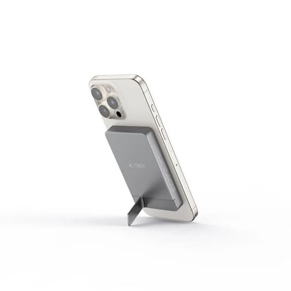 MagSafe externbatteri Tech-Protect PB14 5000 mAh Pop-up Grå sidereal Vit
