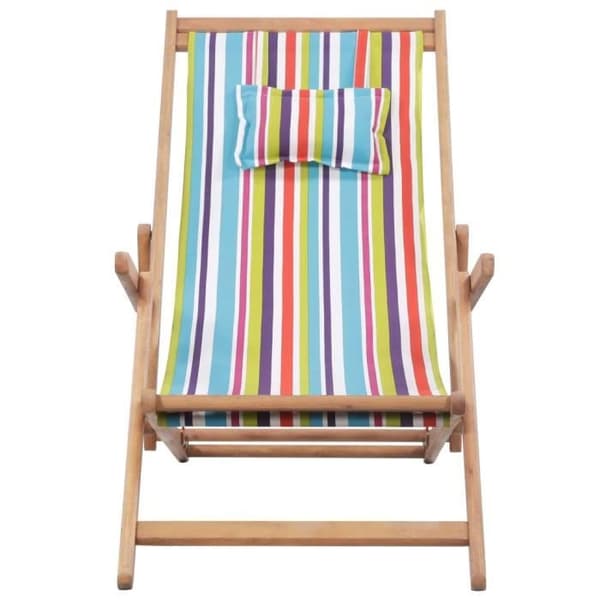 vidaXL Folding Beach Chair Tyg och träram Multicolor