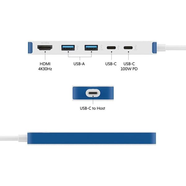 Station för bärbar dator Hyper HYPERDRIVE FLEX5 PORT USB-C HUB BLÅ